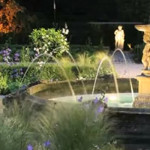 garden lighting over fountain